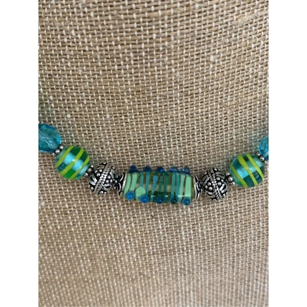 Venetian Glass Crystal Bali Sterling Silver Necklace #Italy